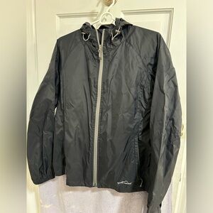 Eddie Bauer Black Windbreaker Rain Jacket